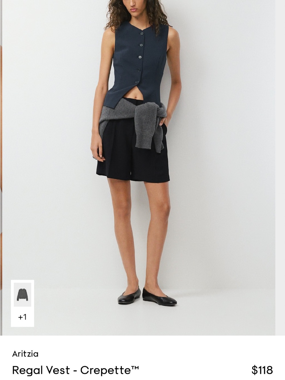 Aritzia Regal Vest in Navy Crepette